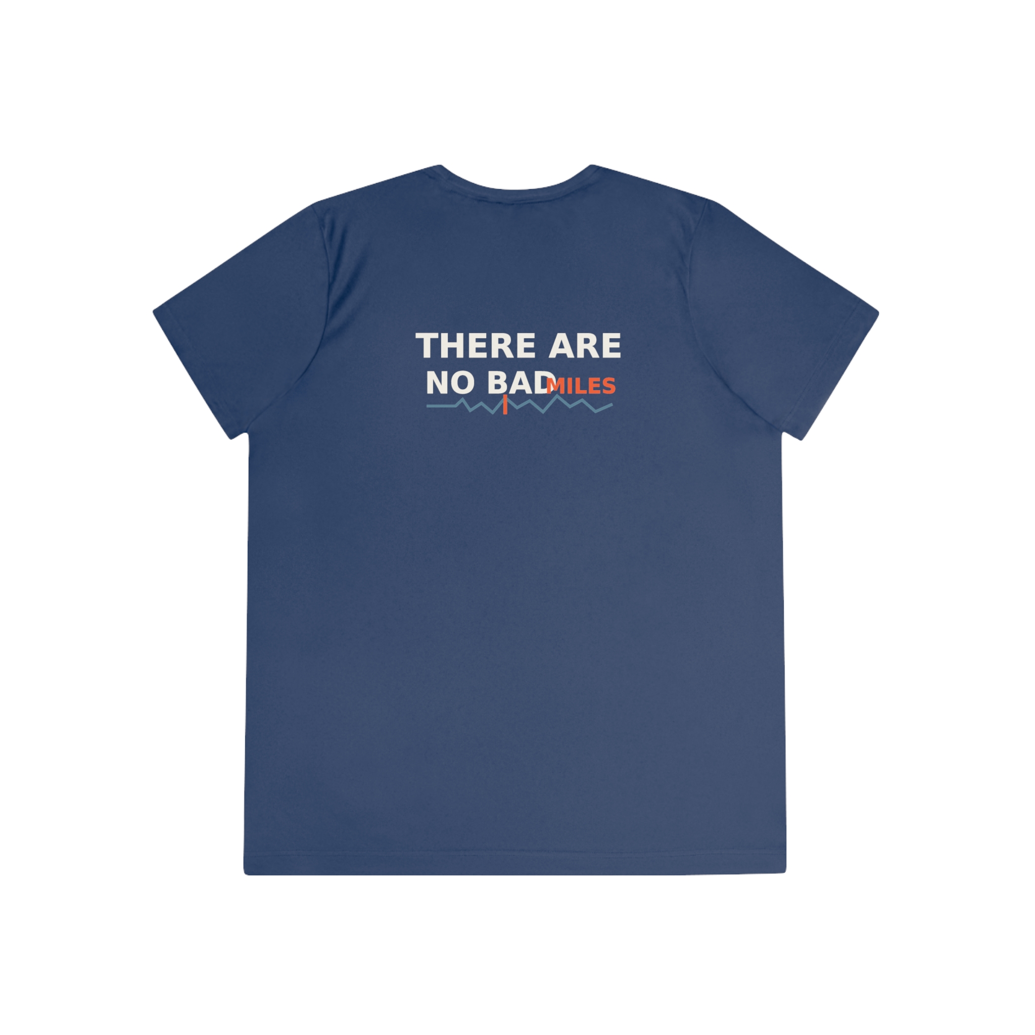 Moisture-wicking polyester running tee laid flat